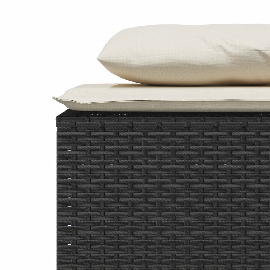 3-tlg. Garten-Essgruppe mit Kissen Schwarz Poly Rattan – Bild 7