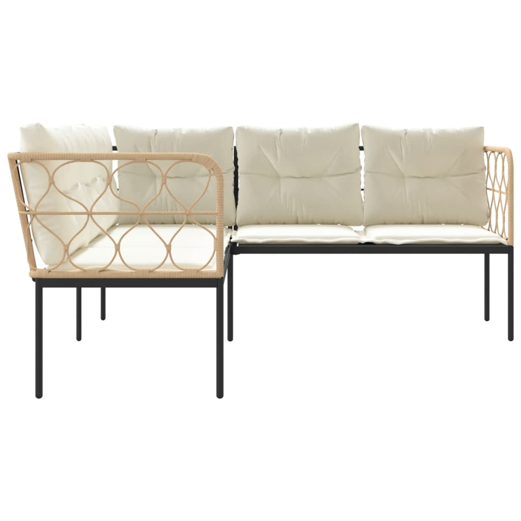 Gartensofa in L-Form mit Kissen Schwarz Stahl und Textilene – Bild 5