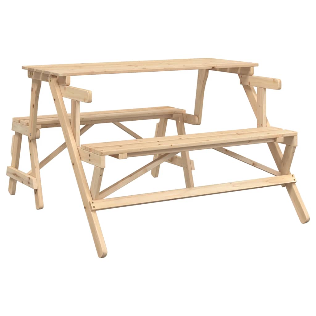 Picknicktisch mit Bänken 2-in-1 Massivholz Tanne – Bild 2