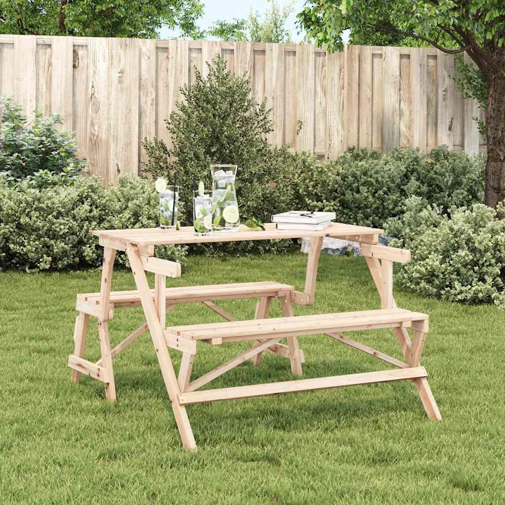 Picknicktisch mit Bänken 2-in-1 Massivholz Tanne – Bild 3
