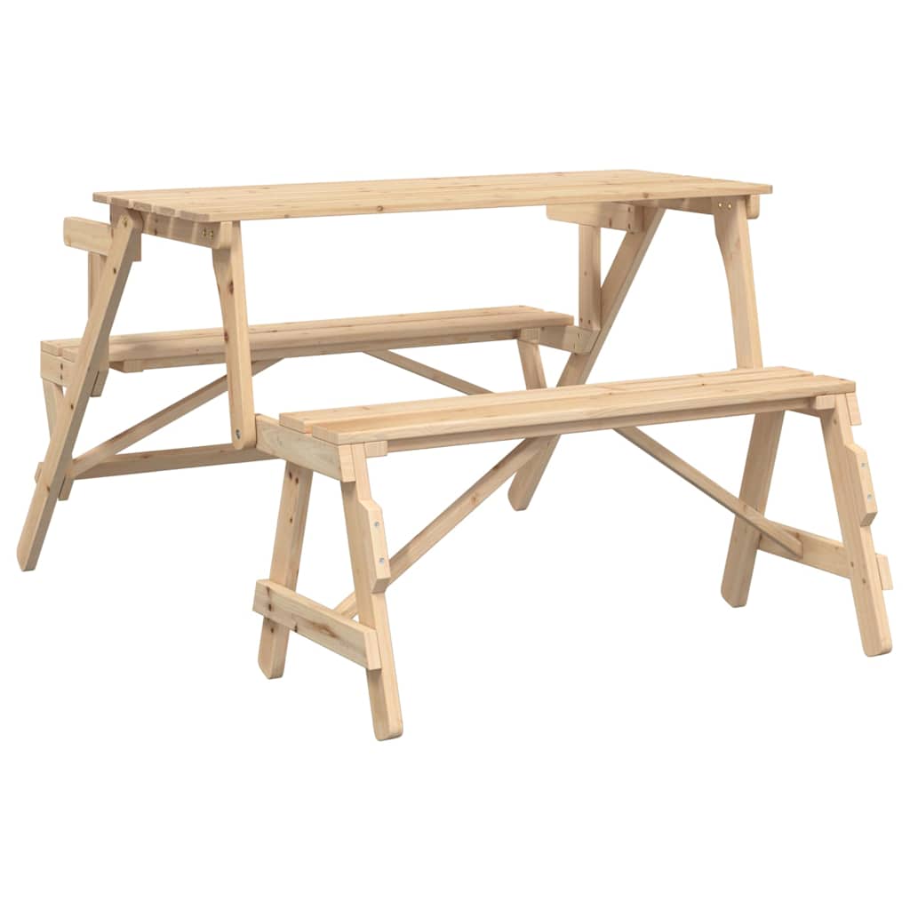 Picknicktisch mit Bänken 2-in-1 Massivholz Tanne – Bild 6