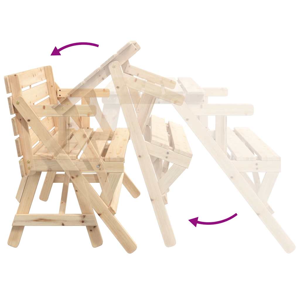 Picknicktisch mit Bänken 2-in-1 Massivholz Tanne – Bild 7