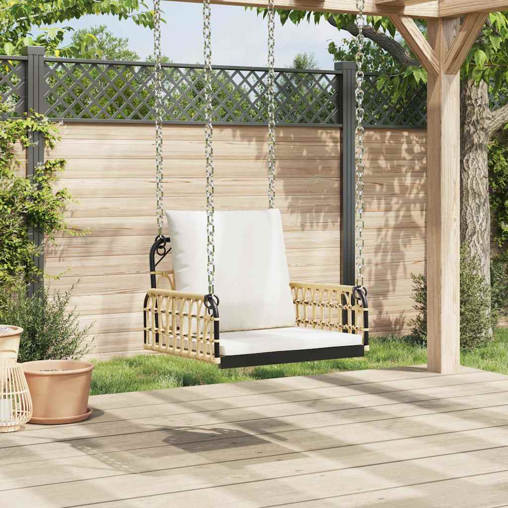 Hängestuhl mit Kissen 63x58x39 cm Poly Rattan und Stahl – Bild 3