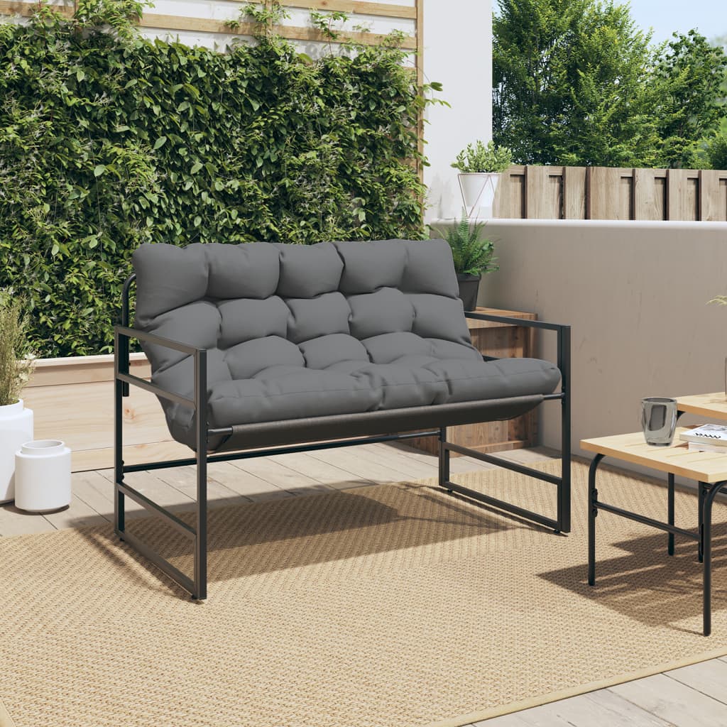 Gartenbank mit Kissen Anthrazit 113 cm Stahl – Bild 3