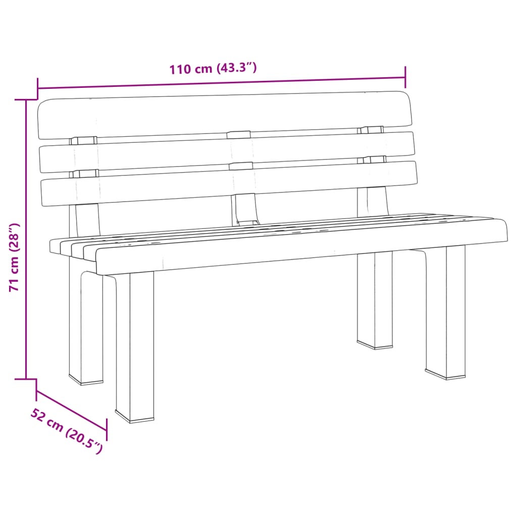 Gartenbank Weiß 110x52x71 cm Polypropylen – Bild 9