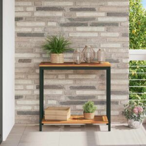 Tisch für Outdoor Natürlich und Schwarz 80 x 35 x 75 cm