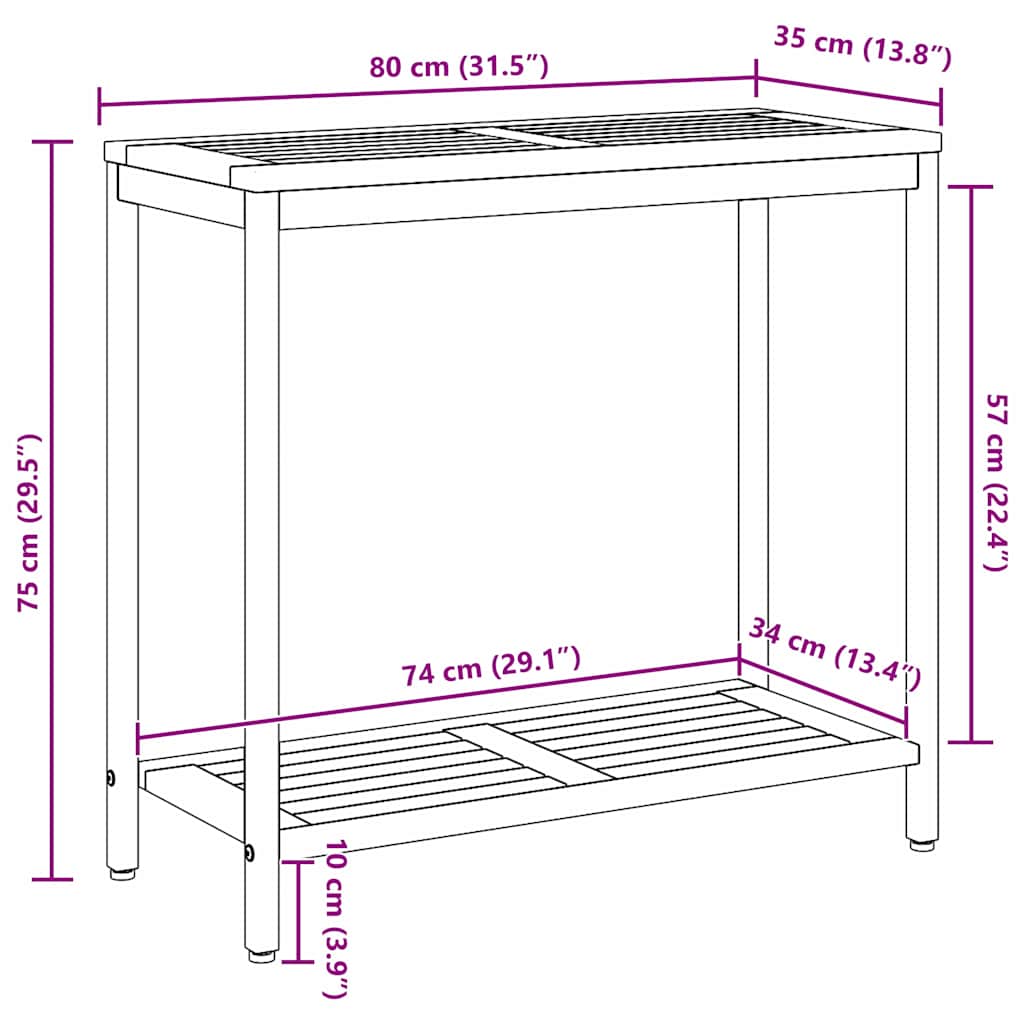 Tisch für Outdoor Natürlich und Schwarz 80 x 35 x 75 cm – Bild 11