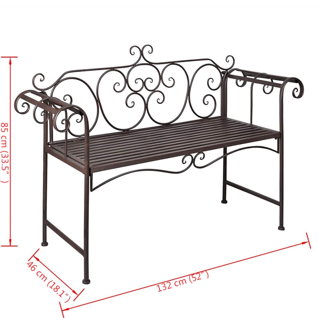 Gartenbank 132 cm Stahl Antik Braun – Bild 5