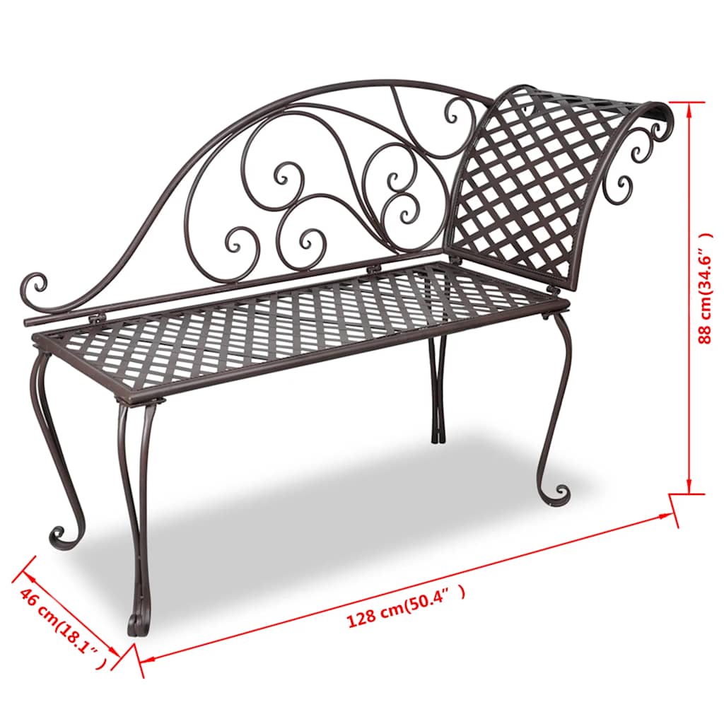 Garten-Chaiselongue 128 cm Stahl Antik Braun – Bild 5