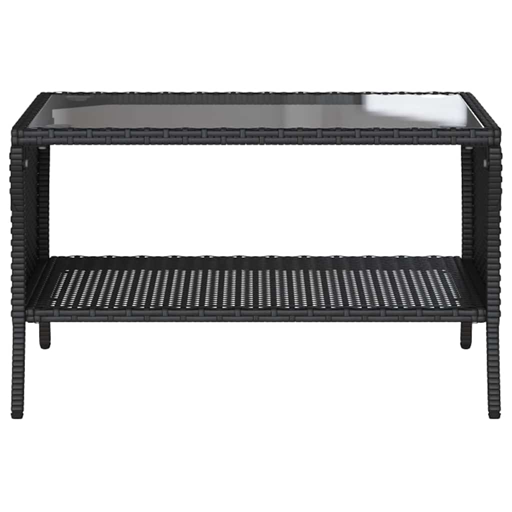Gartensofa 2-Sitzer mit Kissen & Tisch Schwarz Poly Rattan – Bild 7