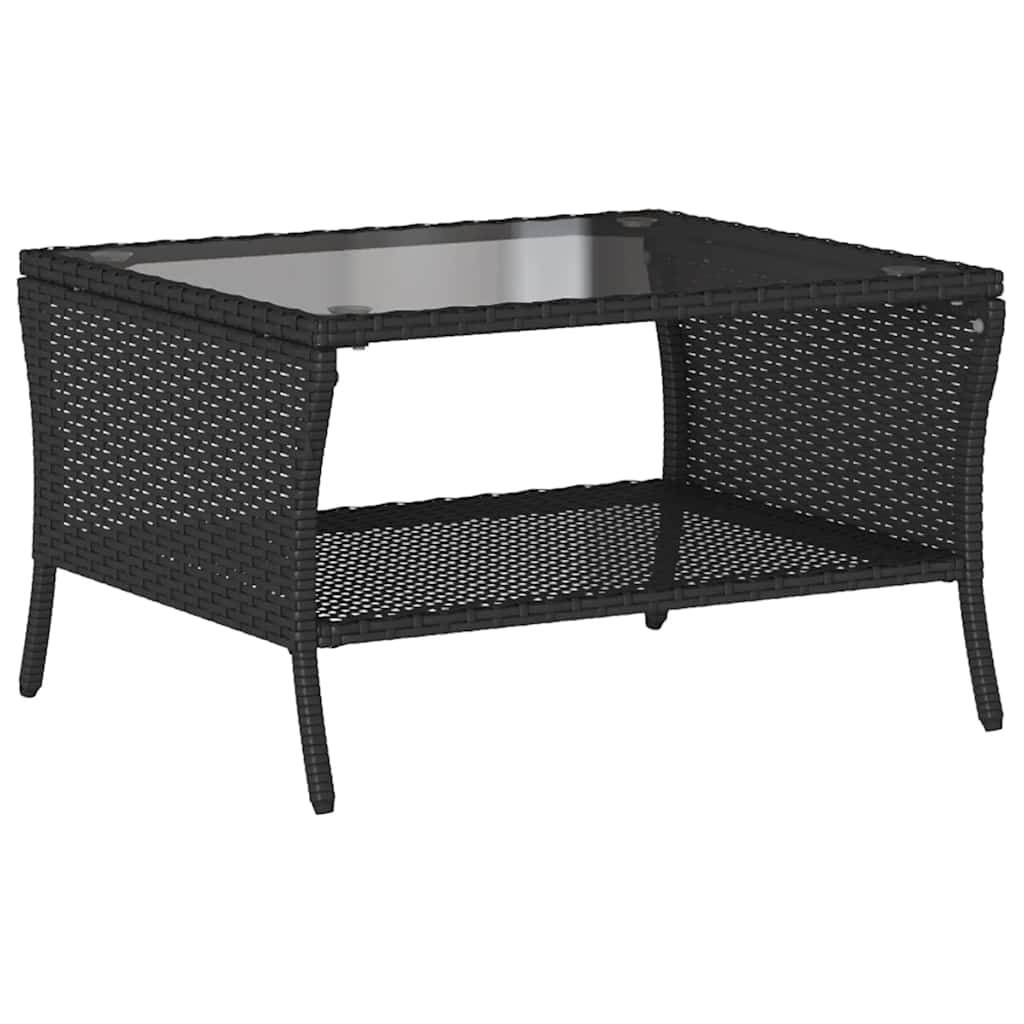 Gartensofa 2-Sitzer mit Kissen & Tisch Schwarz Poly Rattan – Bild 8