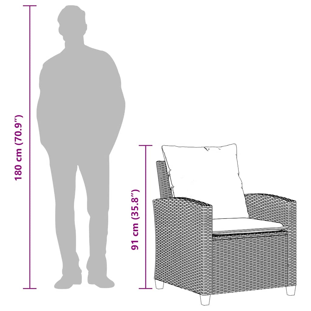 4-tlg. Garten-Sofagarnitur mit Kissen Schwarz Poly Rattan – Bild 11