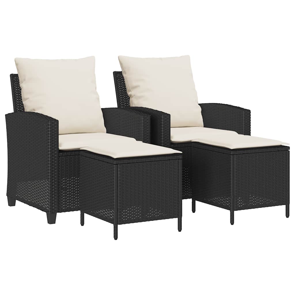 4-tlg. Garten-Sofagarnitur mit Kissen Schwarz Poly Rattan – Bild 2
