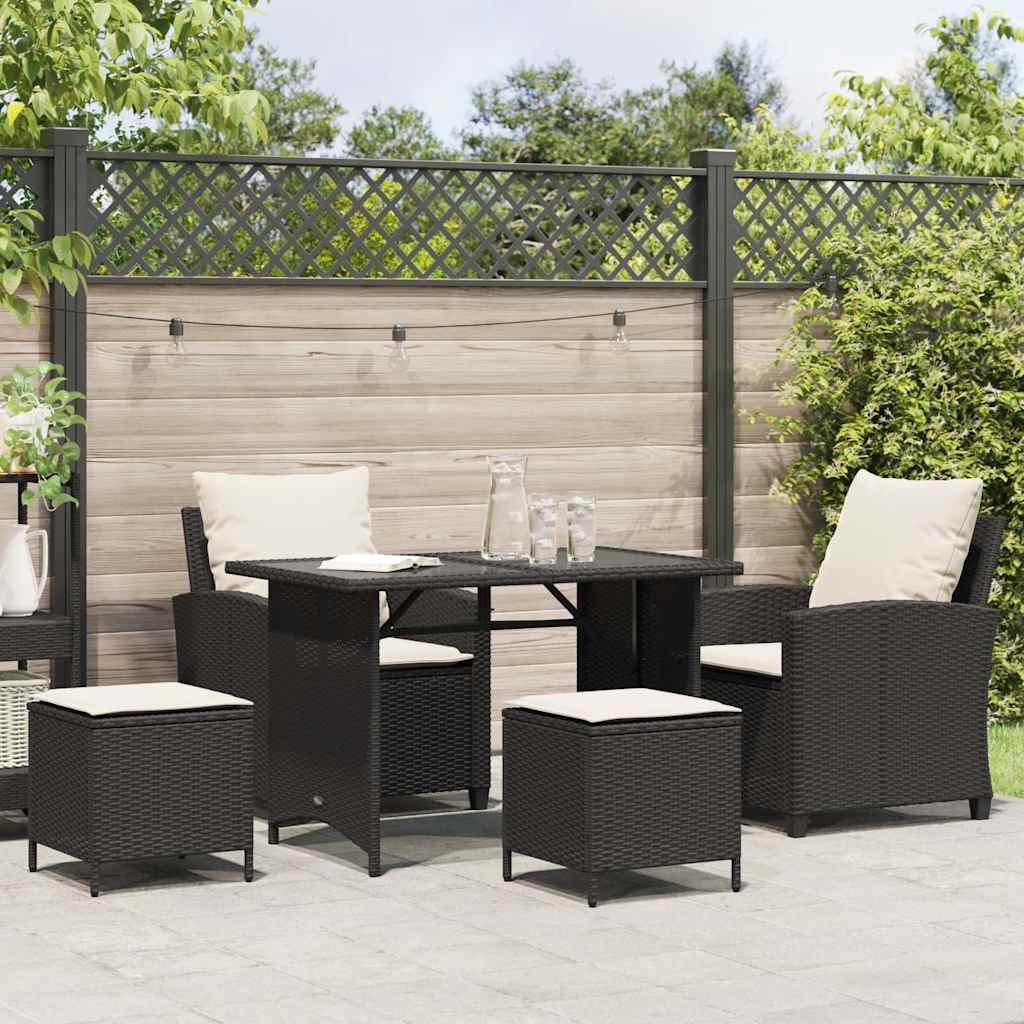4-tlg. Garten-Sofagarnitur mit Kissen Schwarz Poly Rattan – Bild 3