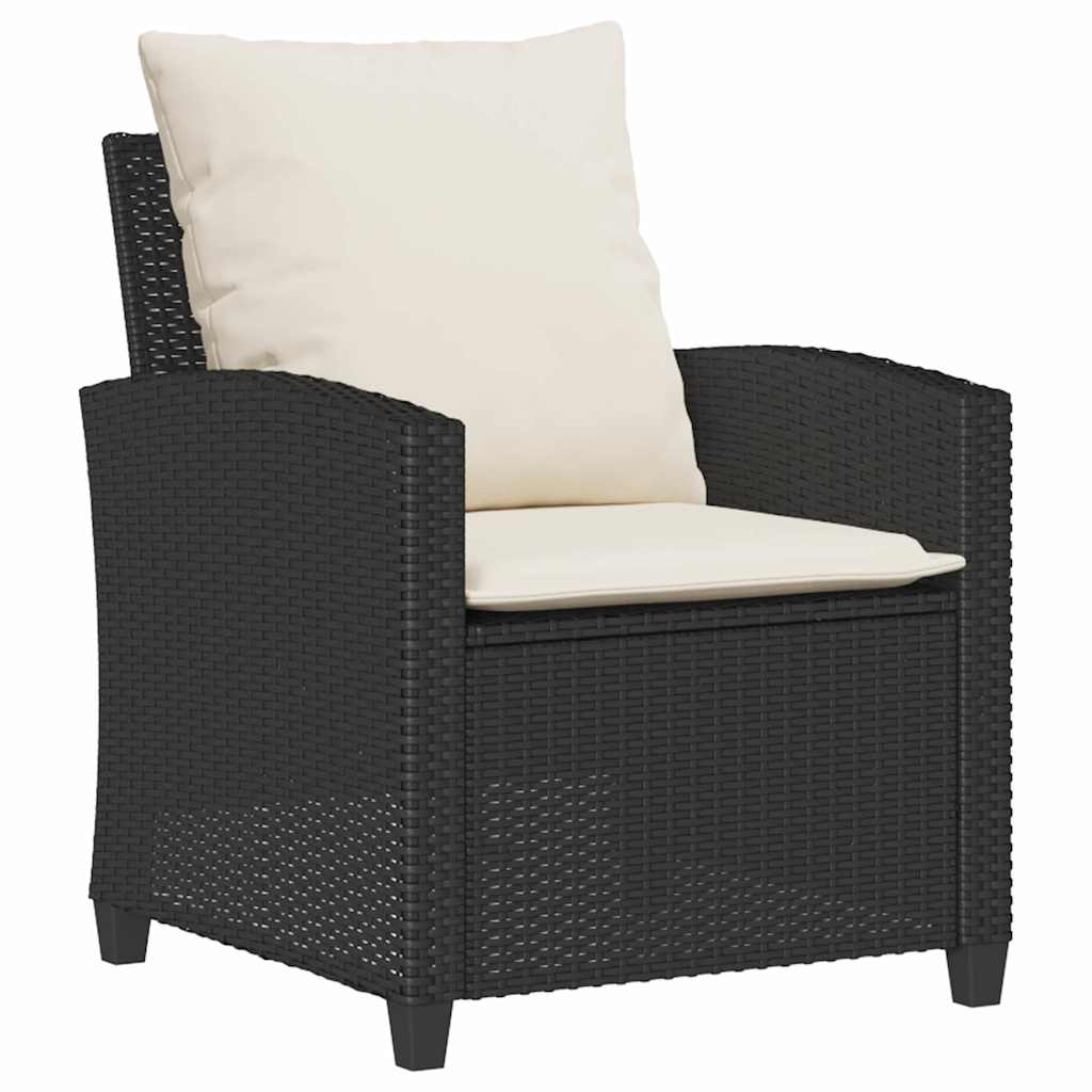 4-tlg. Garten-Sofagarnitur mit Kissen Schwarz Poly Rattan – Bild 4