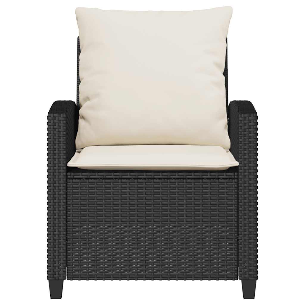4-tlg. Garten-Sofagarnitur mit Kissen Schwarz Poly Rattan – Bild 5