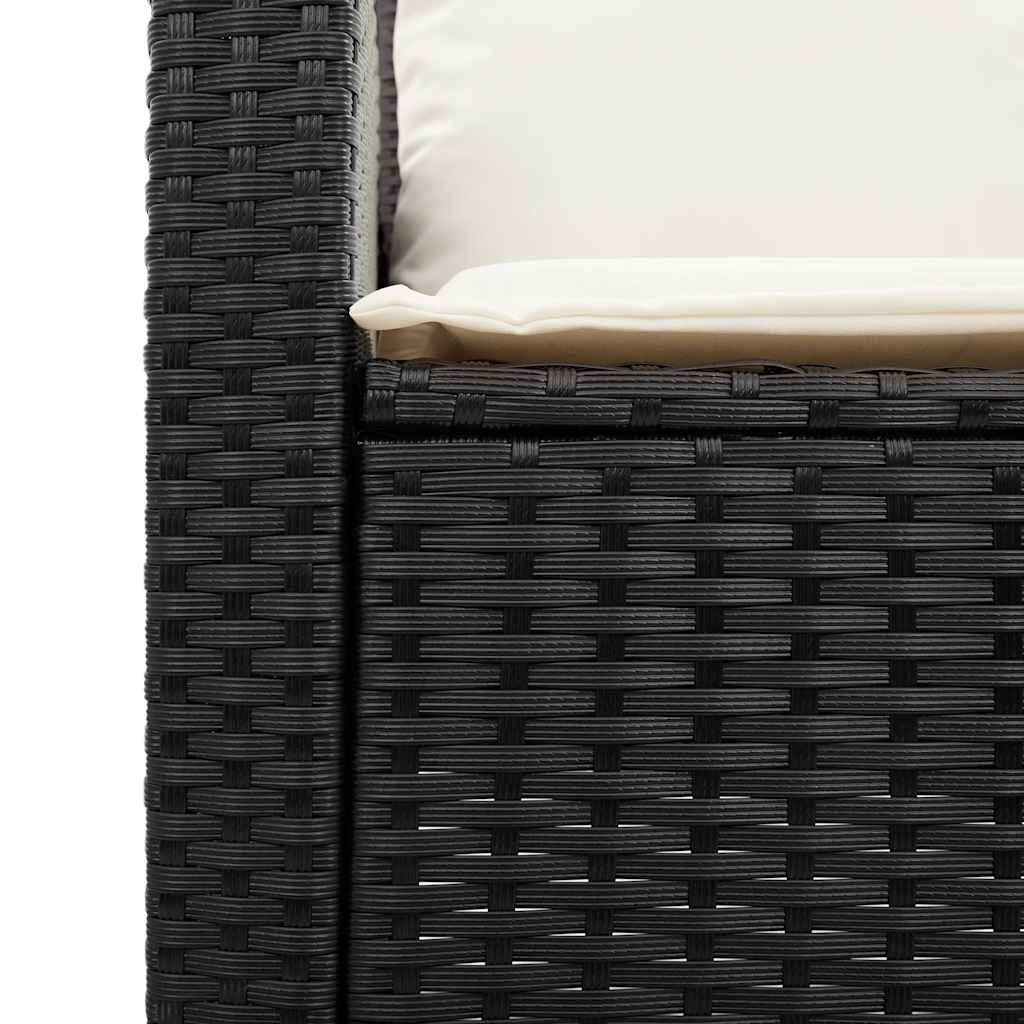4-tlg. Garten-Sofagarnitur mit Kissen Schwarz Poly Rattan – Bild 8