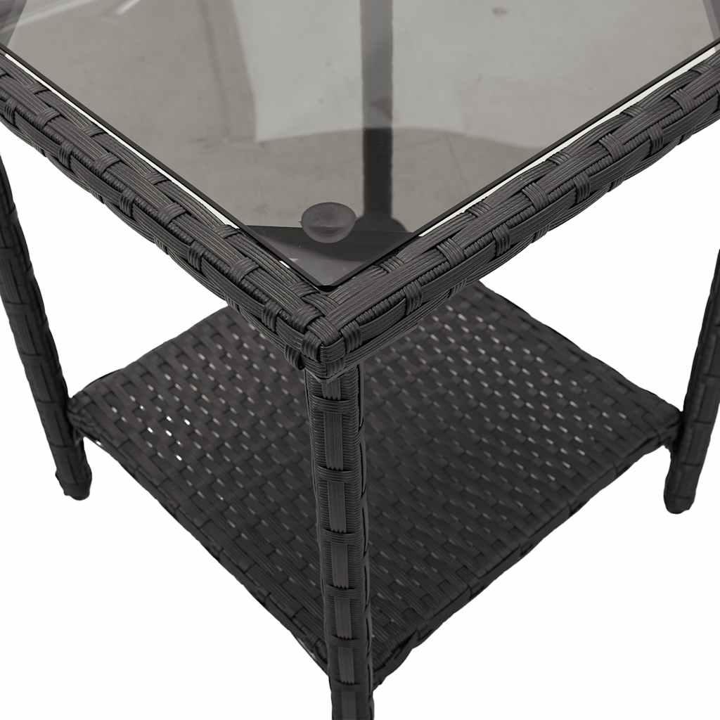 Gartensofa in L-Form mit Tisch und Kissen Schwarz Poly Rattan – Bild 10