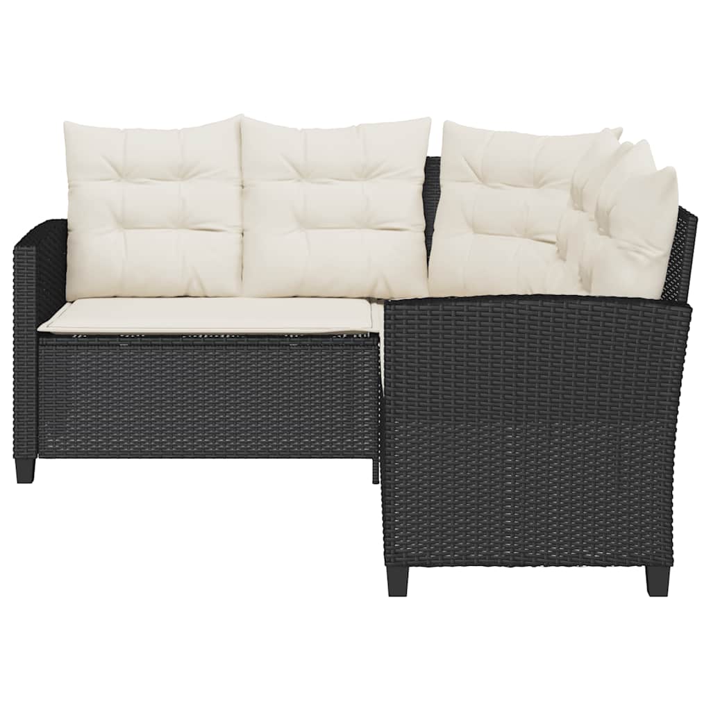 Gartensofa in L-Form mit Tisch und Kissen Schwarz Poly Rattan – Bild 7