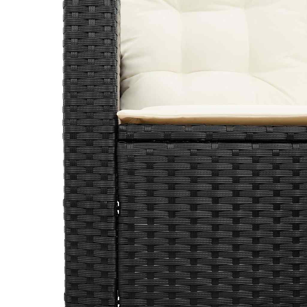 Gartensofa in L-Form mit Tisch und Kissen Schwarz Poly Rattan – Bild 9