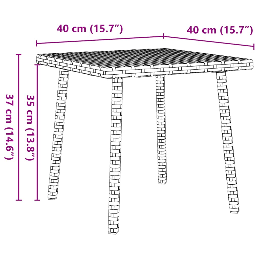 Garten-Couchtisch Rechteckig Schwarz 40x40x37 cm Poly Rattan – Bild 8