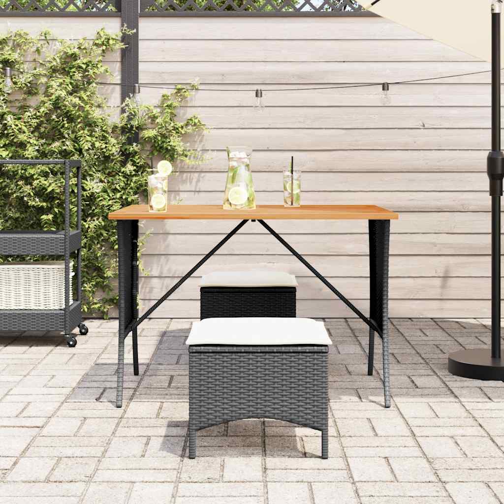 Gartentisch mit Akazienholzplatte 105x75x72 cm Poly Rattan – Bild 3