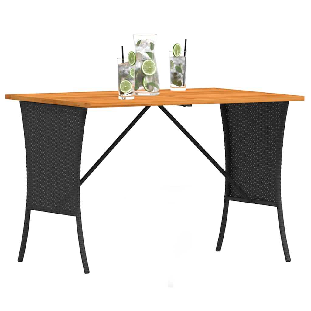 Gartentisch mit Akazienholzplatte 105x75x72 cm Poly Rattan – Bild 4