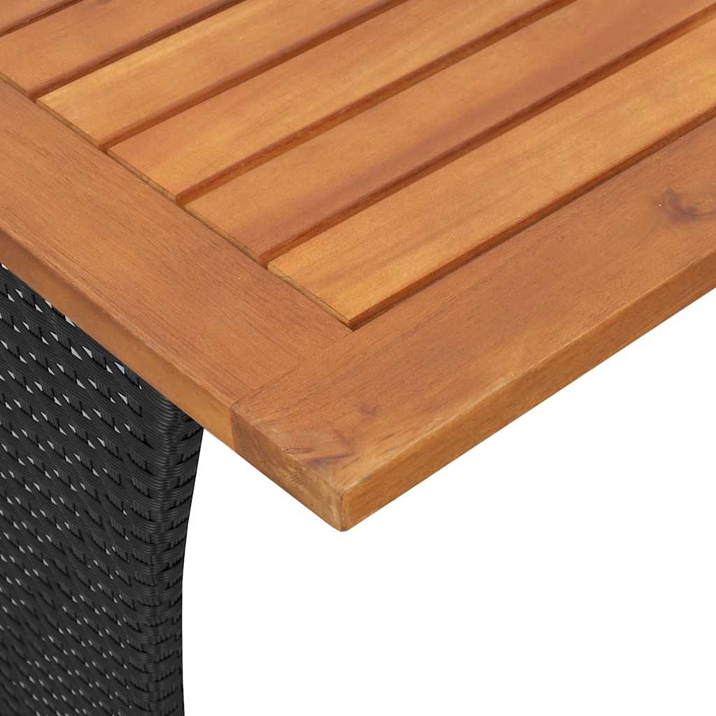 Gartentisch mit Akazienholzplatte 105x75x72 cm Poly Rattan – Bild 9