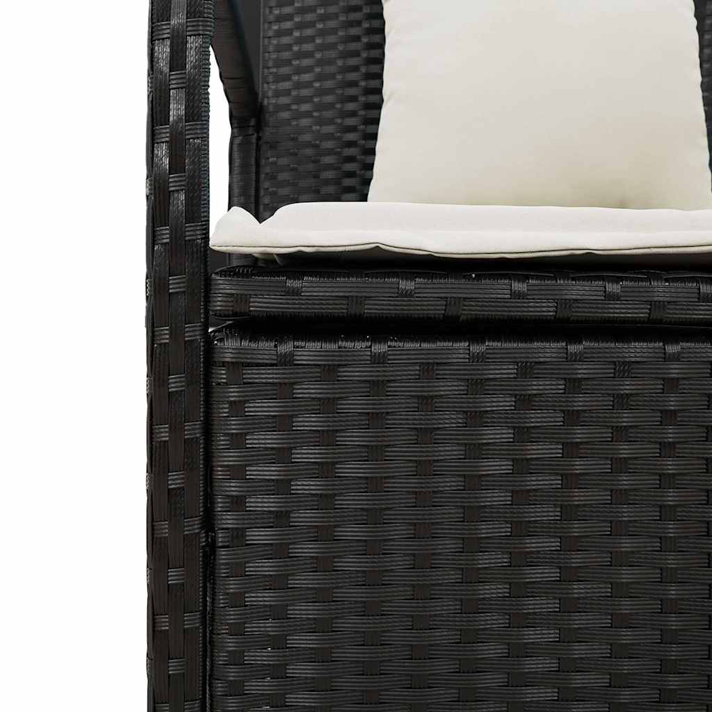 Gartenbank mit Stauraum und Kissen Schwarz Poly Rattan – Bild 11