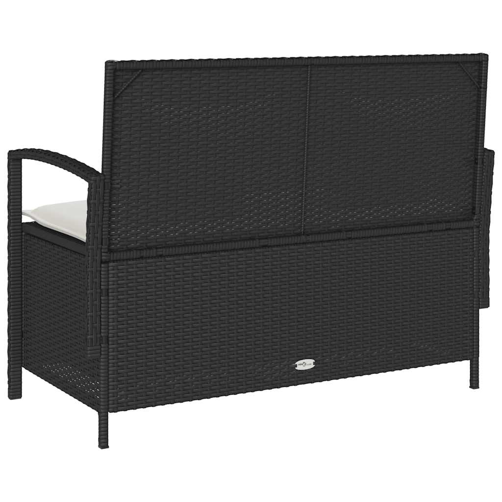 Gartenbank mit Stauraum und Kissen Schwarz Poly Rattan – Bild 8