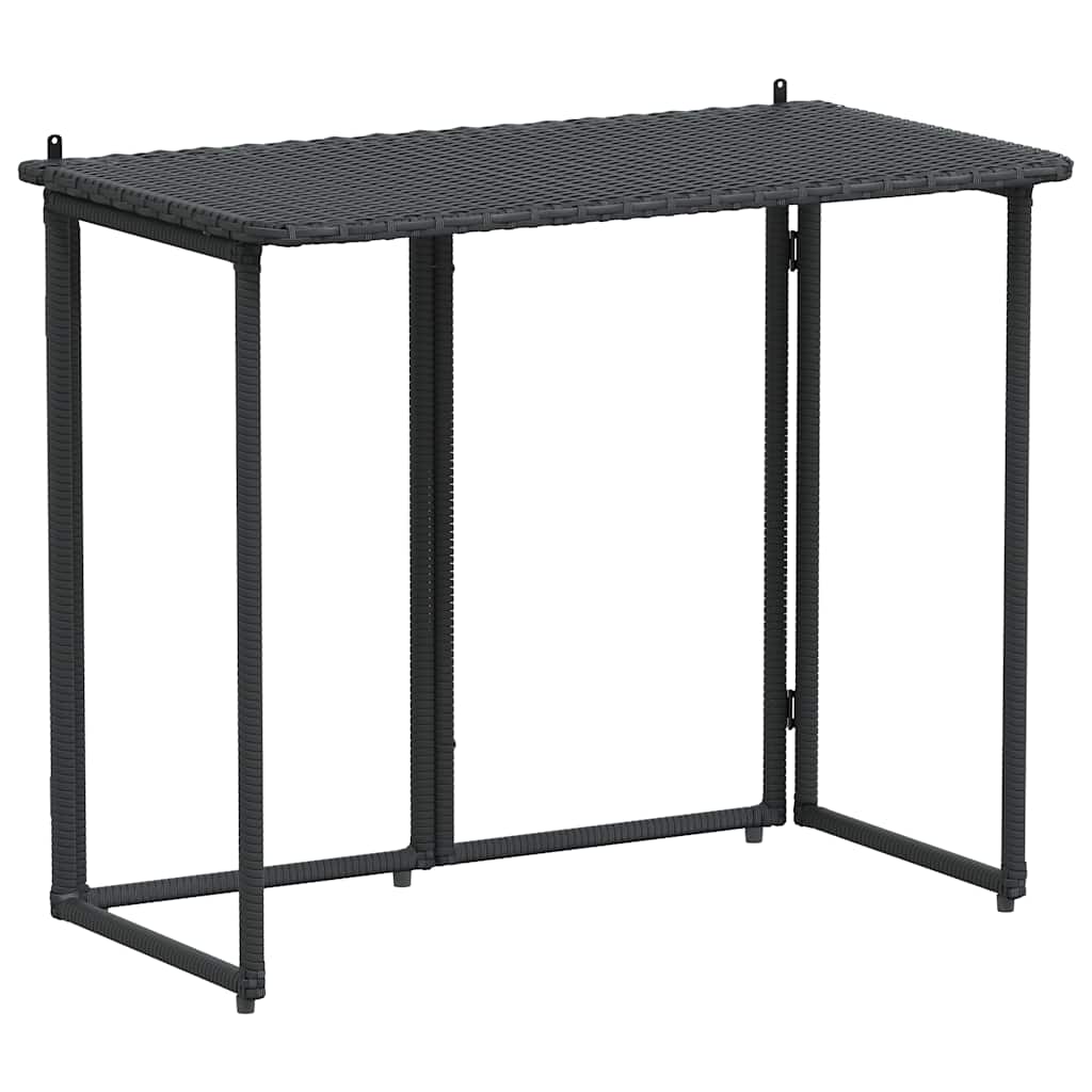 Gartentisch Klappbar Schwarz 90x51x75 cm Poly Rattan – Bild 2