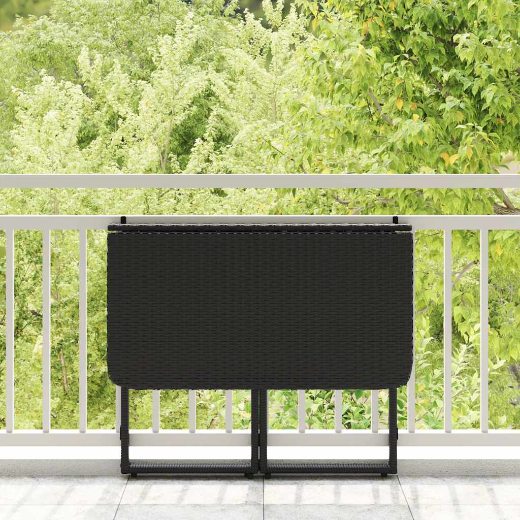 Gartentisch Klappbar Schwarz 90x51x75 cm Poly Rattan – Bild 3