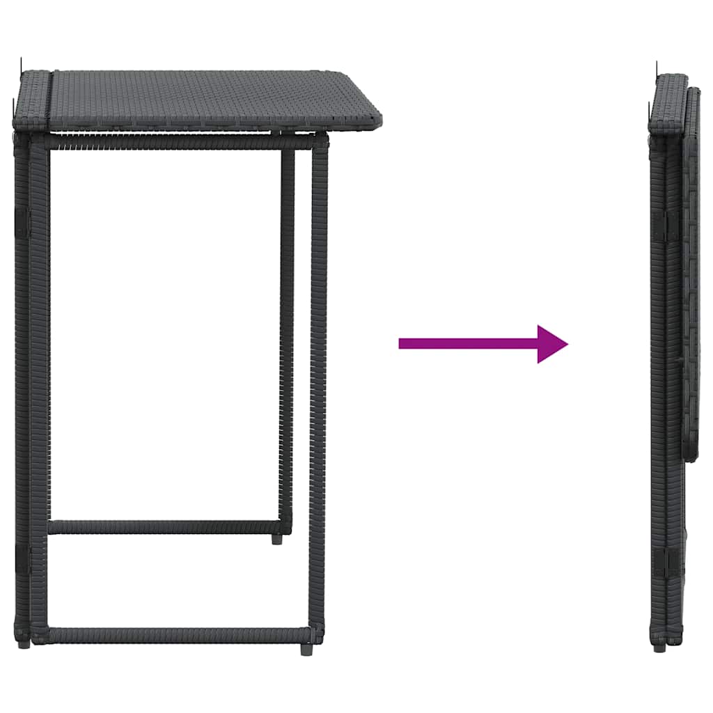 Gartentisch Klappbar Schwarz 90x51x75 cm Poly Rattan – Bild 7