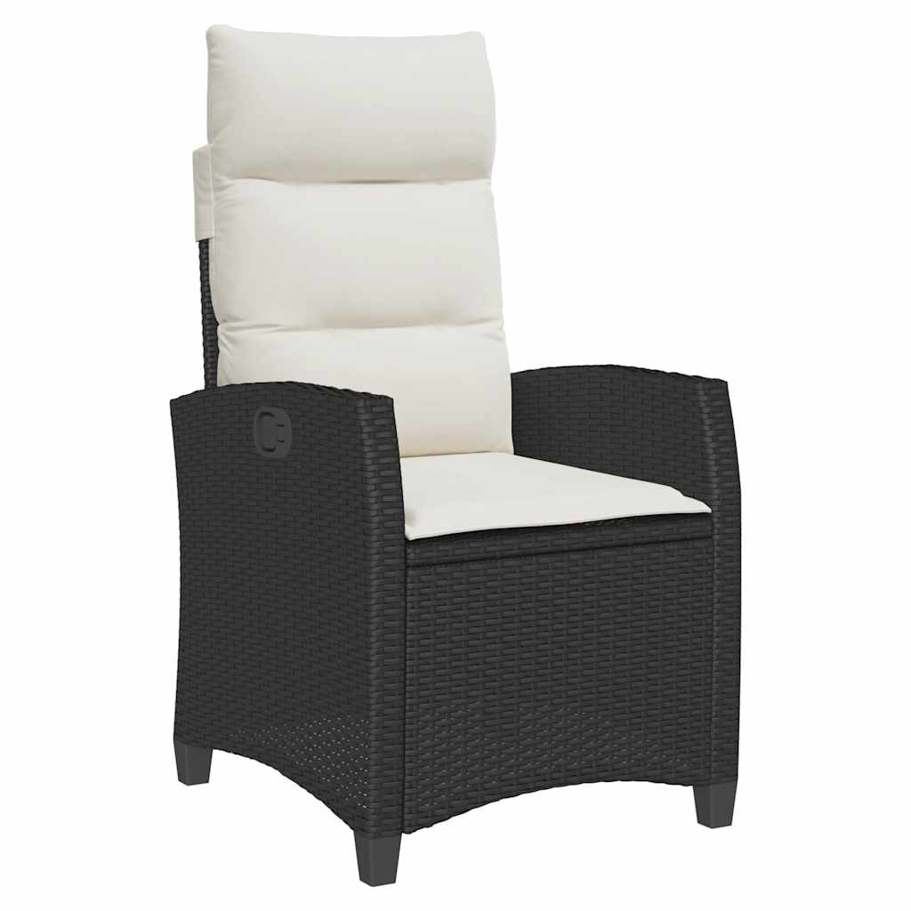 Gartensessel mit Beistelltisch Verstellbar Schwarz Poly Rattan – Bild 2
