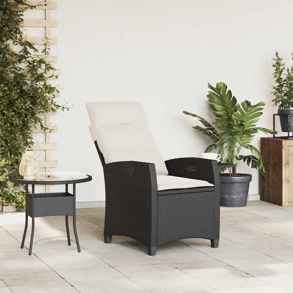 Gartensessel mit Beistelltisch Verstellbar Schwarz Poly Rattan – Bild 3