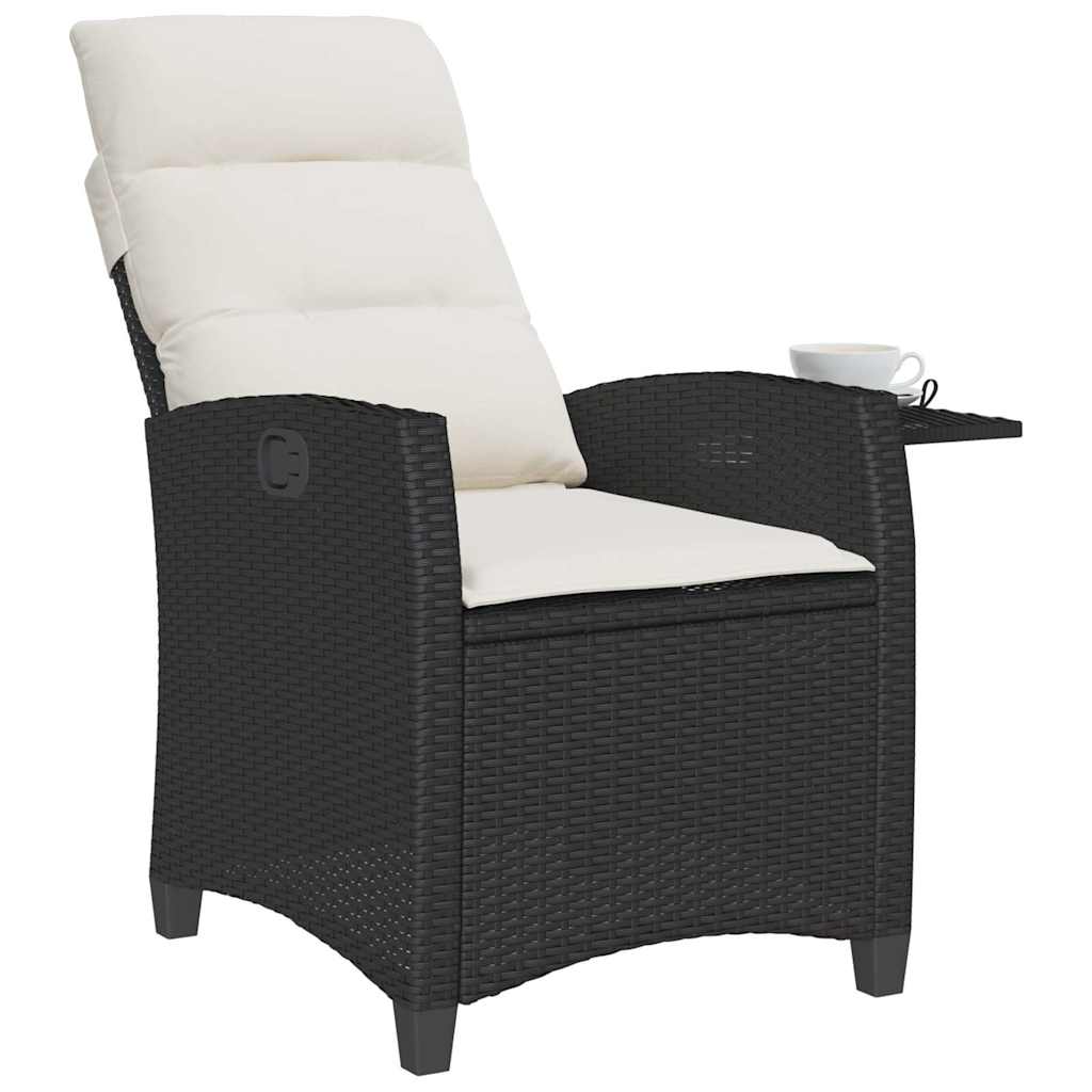 Gartensessel mit Beistelltisch Verstellbar Schwarz Poly Rattan – Bild 4