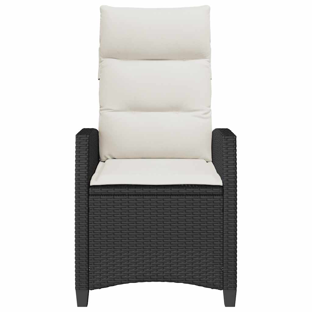 Gartensessel mit Beistelltisch Verstellbar Schwarz Poly Rattan – Bild 5