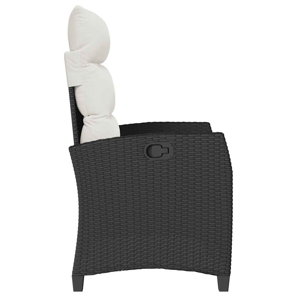 Gartensessel mit Beistelltisch Verstellbar Schwarz Poly Rattan – Bild 6
