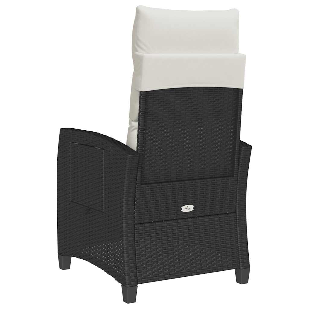 Gartensessel mit Beistelltisch Verstellbar Schwarz Poly Rattan – Bild 7