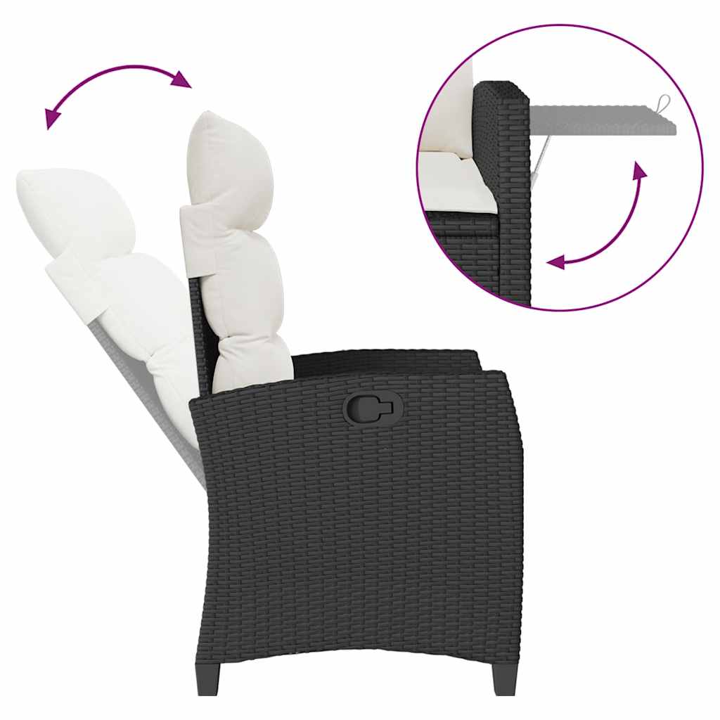 Gartensessel mit Beistelltisch Verstellbar Schwarz Poly Rattan – Bild 8