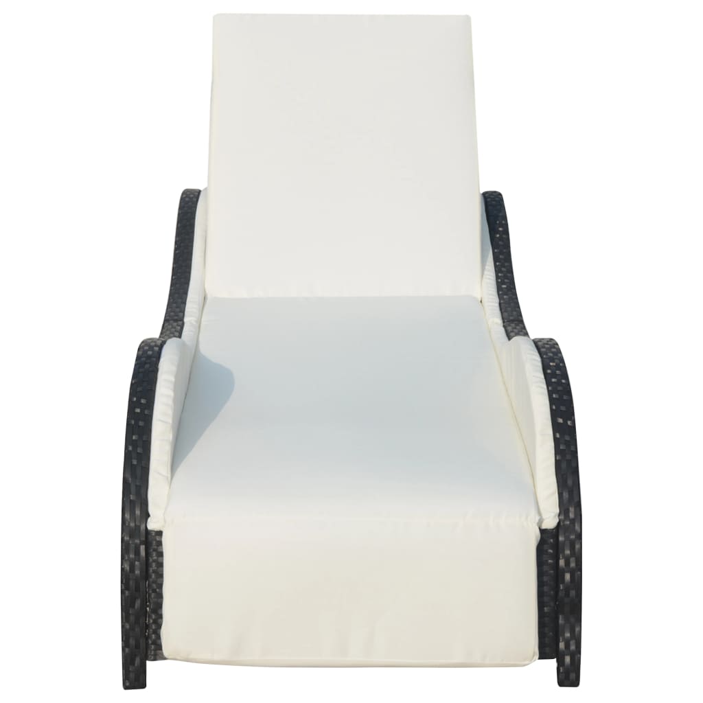 Sonnenliege mit Polsterauflage Poly Rattan Braun – Bild 3