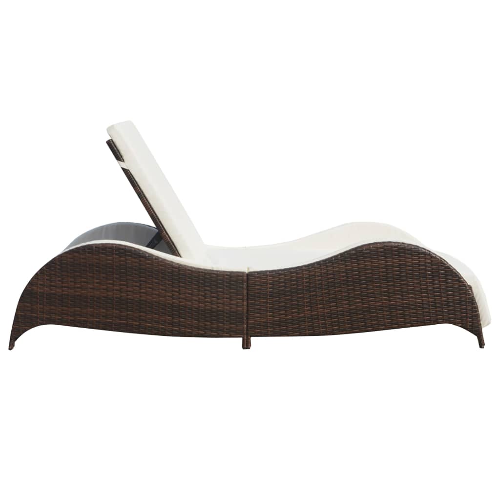 Sonnenliege mit Polsterauflage Poly Rattan Braun – Bild 4