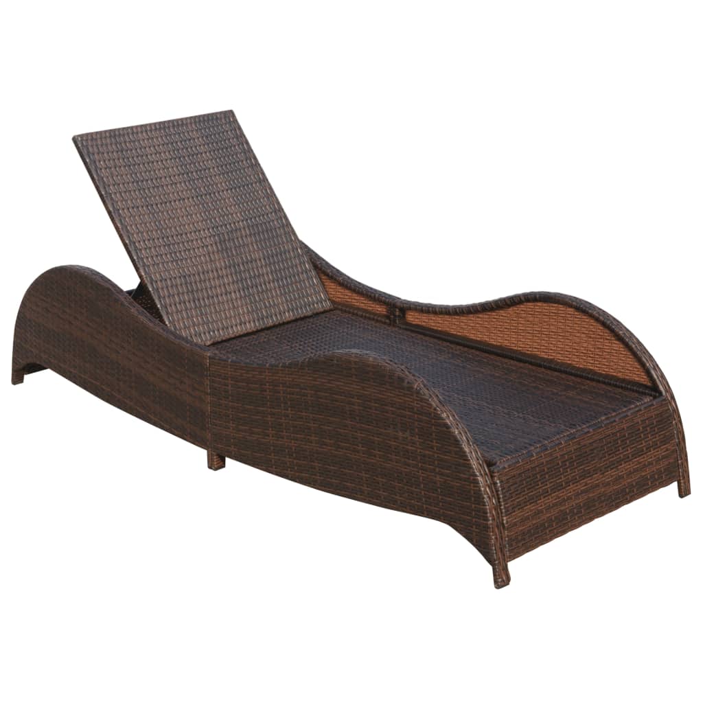 Sonnenliege mit Polsterauflage Poly Rattan Braun – Bild 5