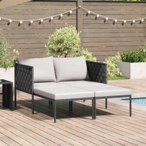 Sonnenliege mit Kissen 2-Person Anthrazit 153 x 115 x 69,5 cm