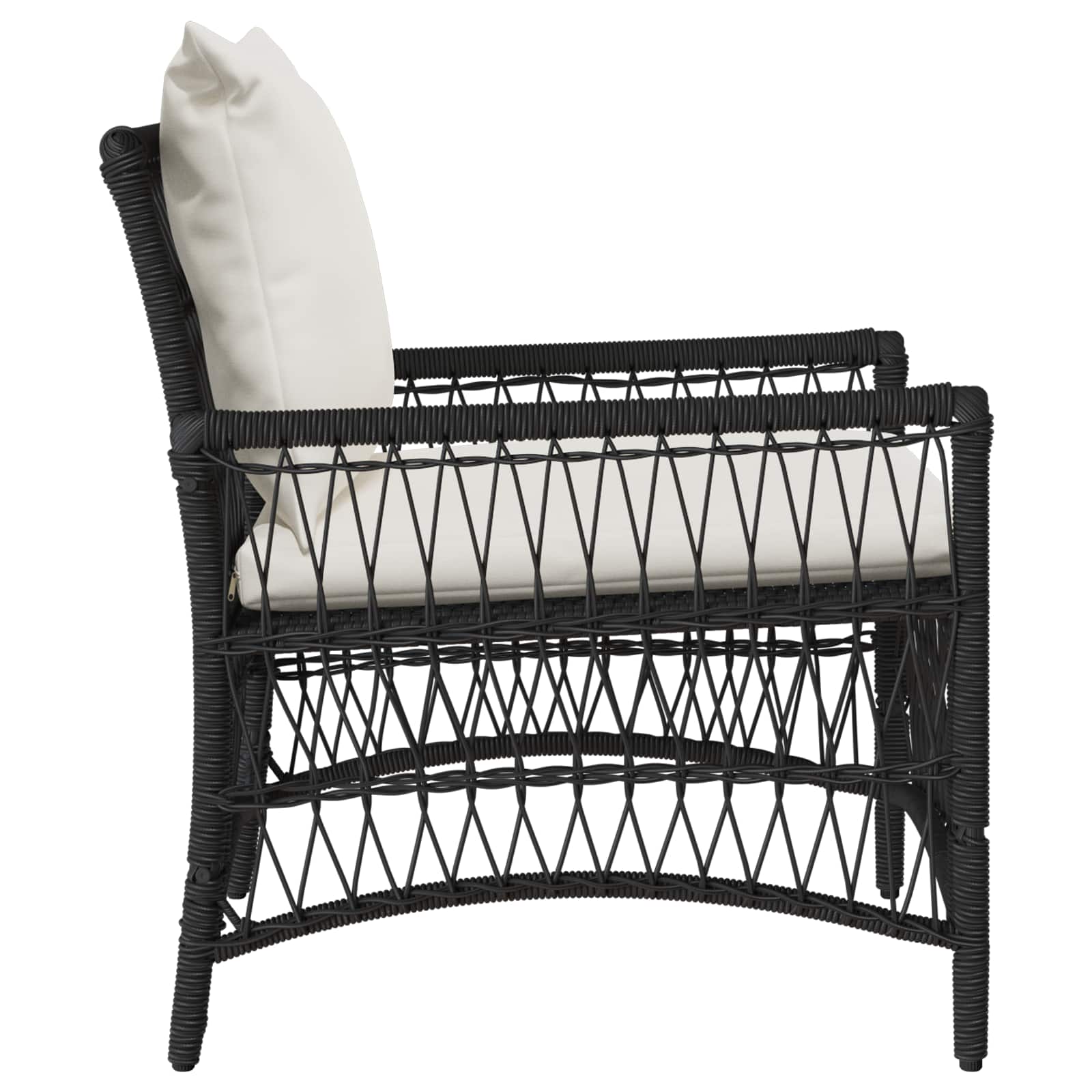 Gartenstuhl mit Kissen Schwarz 73 x 61 x 77 cm Poly-Rattan – Bild 2
