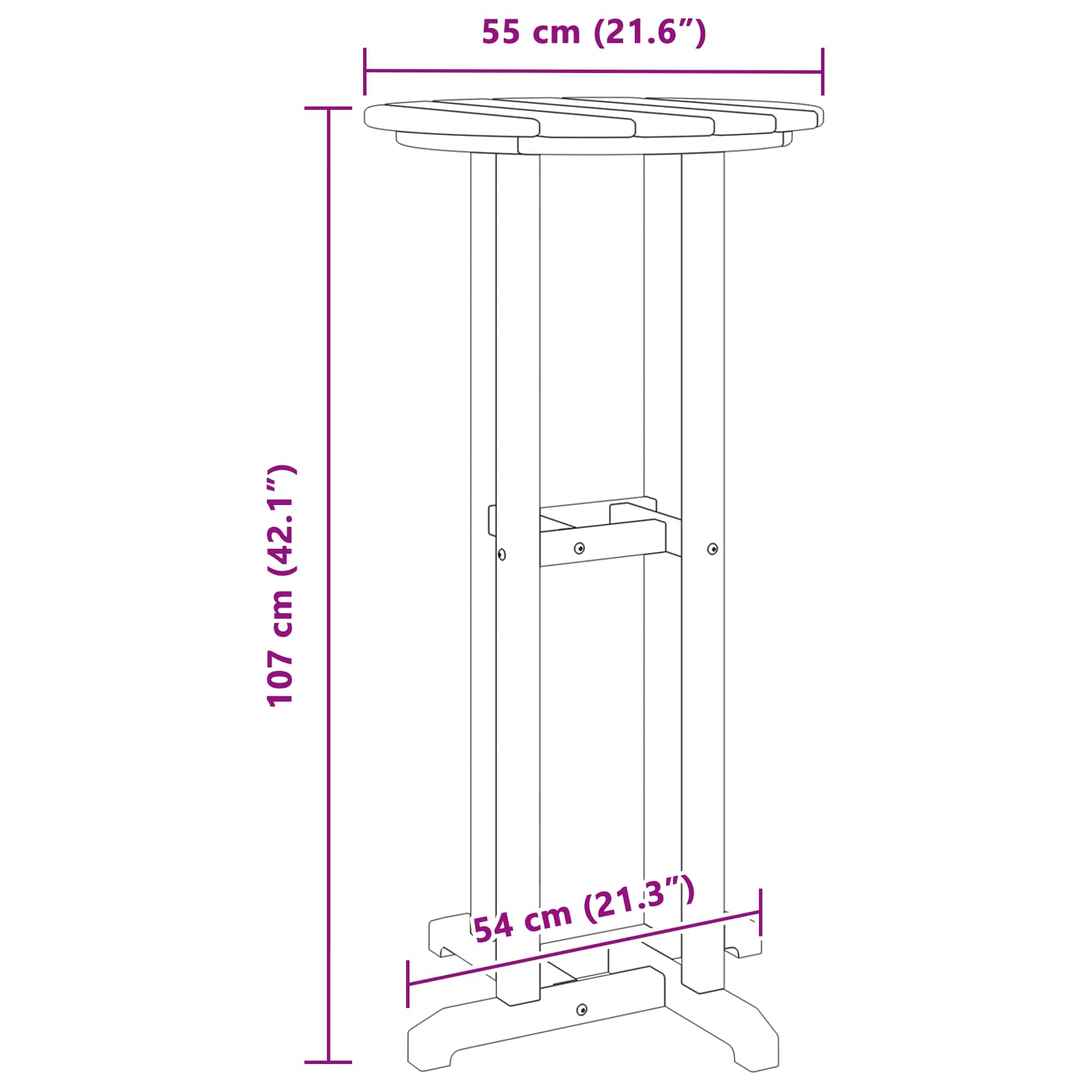 Bartisch Weiß 55 x 55 x 107 cm Polyethylen – Bild 11