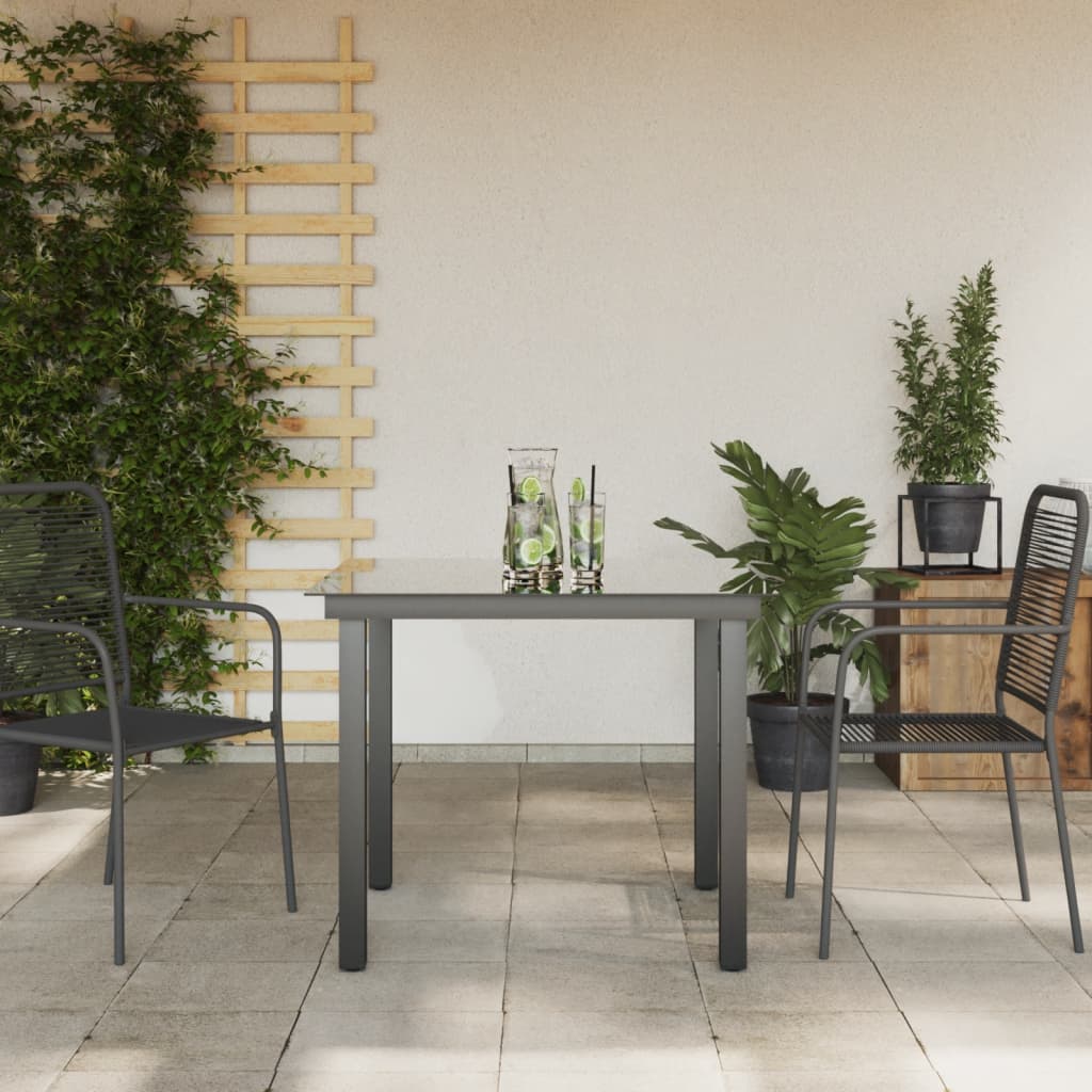 Gartentisch Schwarz 80x80x74 cm Aluminium und Glas – Bild 3