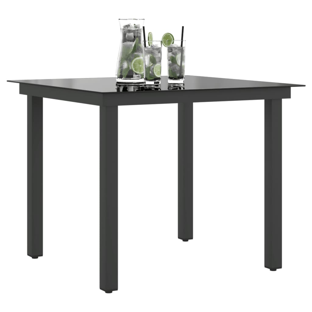 Gartentisch Schwarz 80x80x74 cm Aluminium und Glas – Bild 4