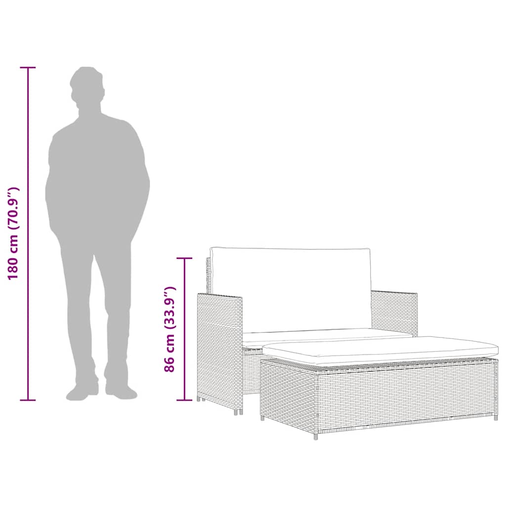 Gartensofa Poly Rattan Braun – Bild 12