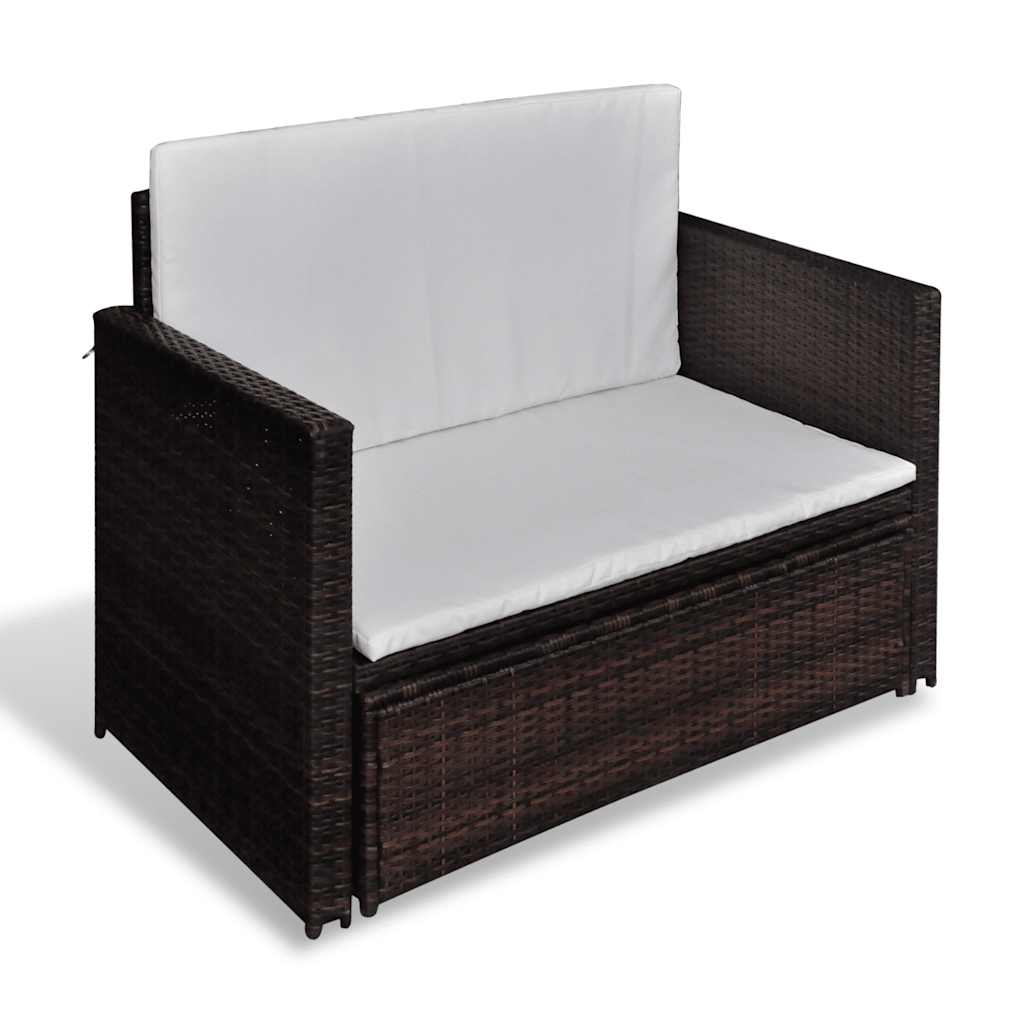 Gartensofa Poly Rattan Braun – Bild 4